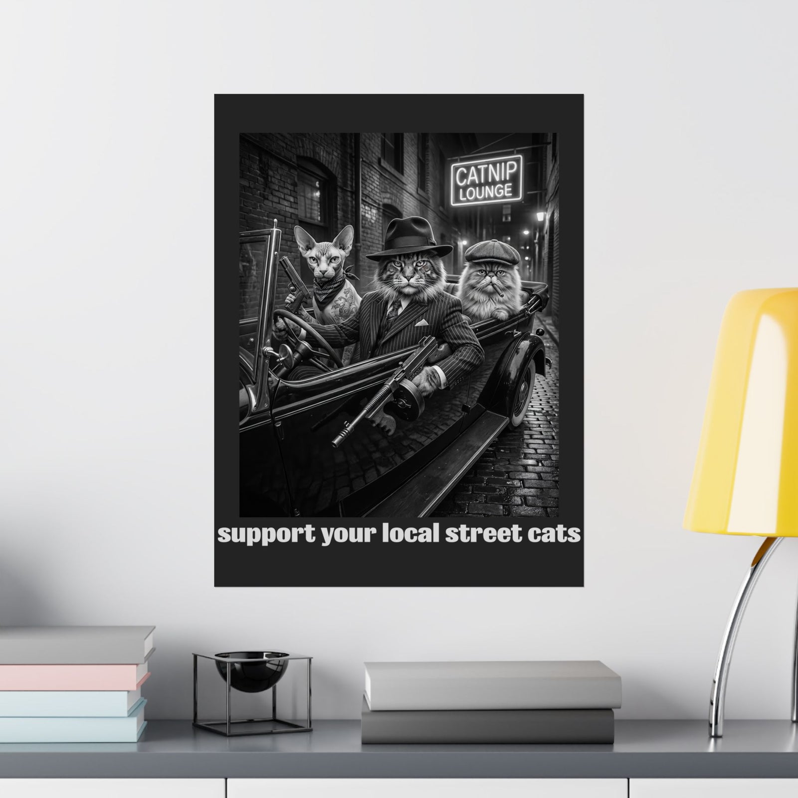 Support Your Local Street Cats T‑Poster — Retro Rescue Cat Poster