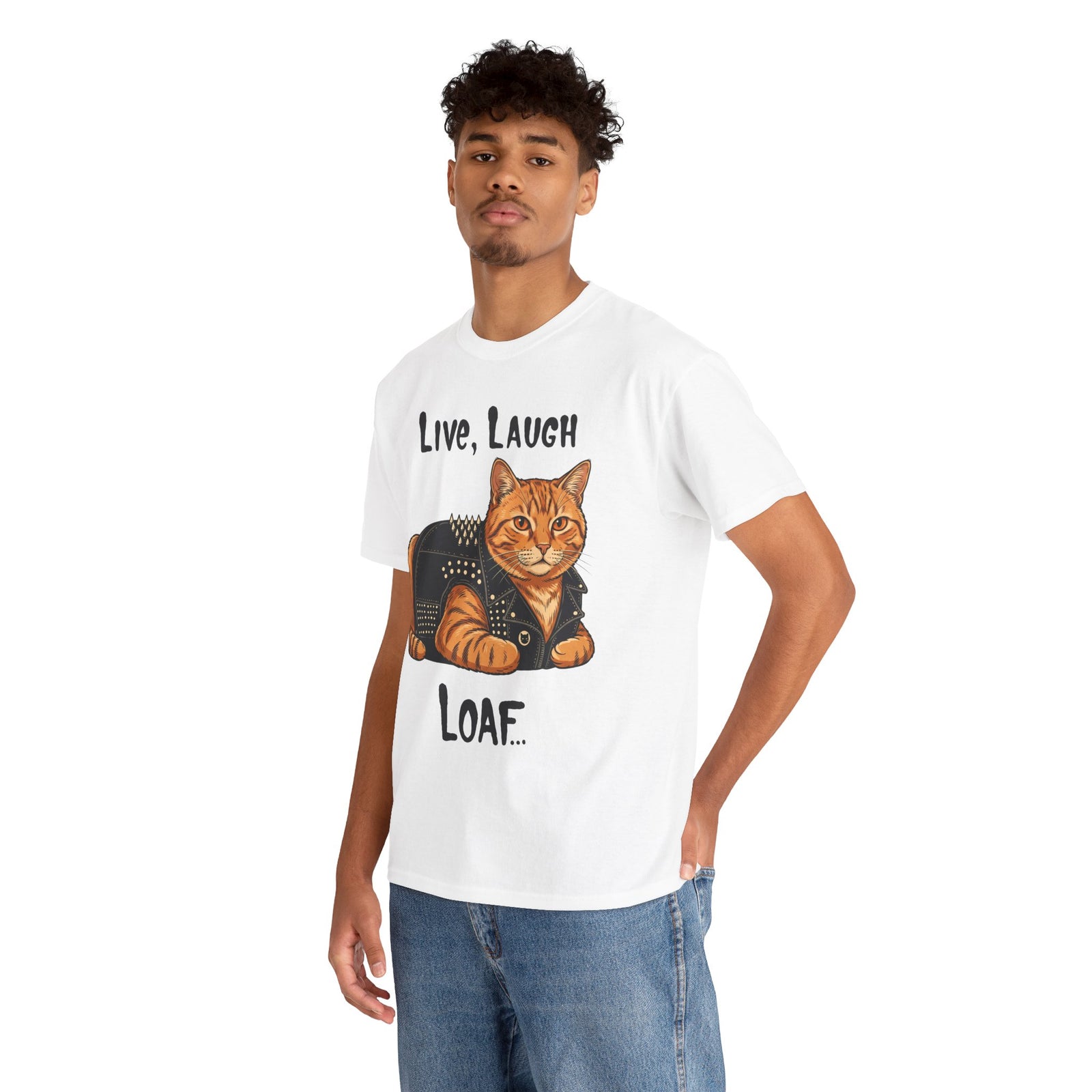 "Live, Laugh, Loaf" Punk Rock Orange Cat T-Shirt