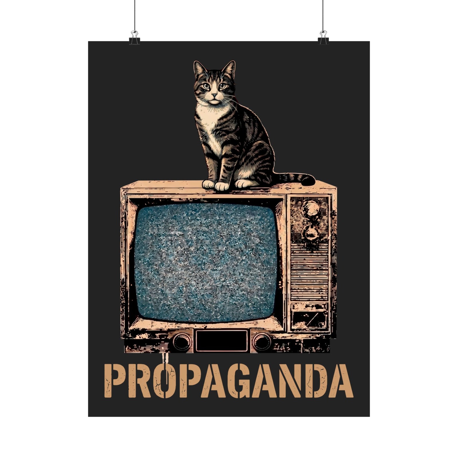Propaganda Cat Poster — Funny Retro Vintage TV Tabby Poster