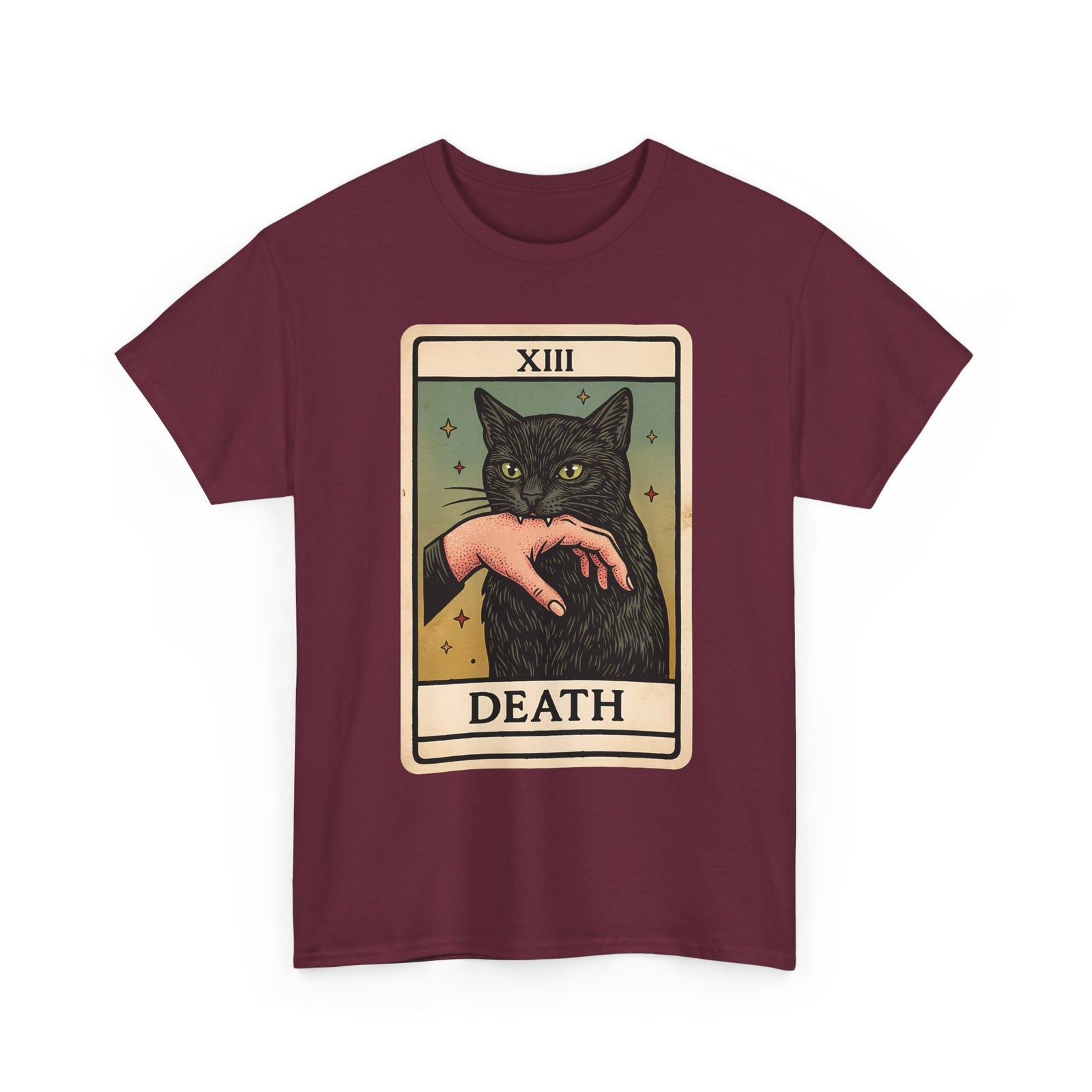 "Death" Tarot Card Black Cat Biting Hand Funny T-Shirt