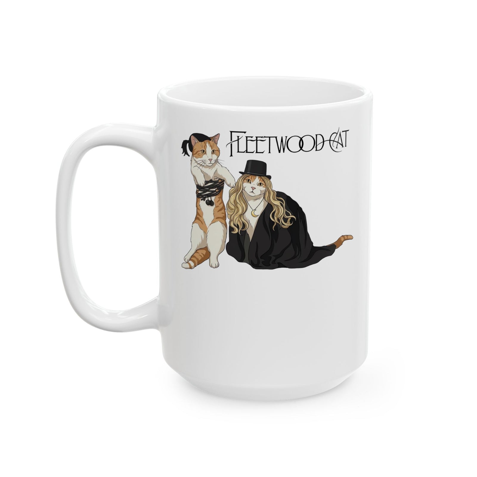 Fleetwood Cat Ceramic Mug – Vintage Band-Inspired Cat Graphic Mug
