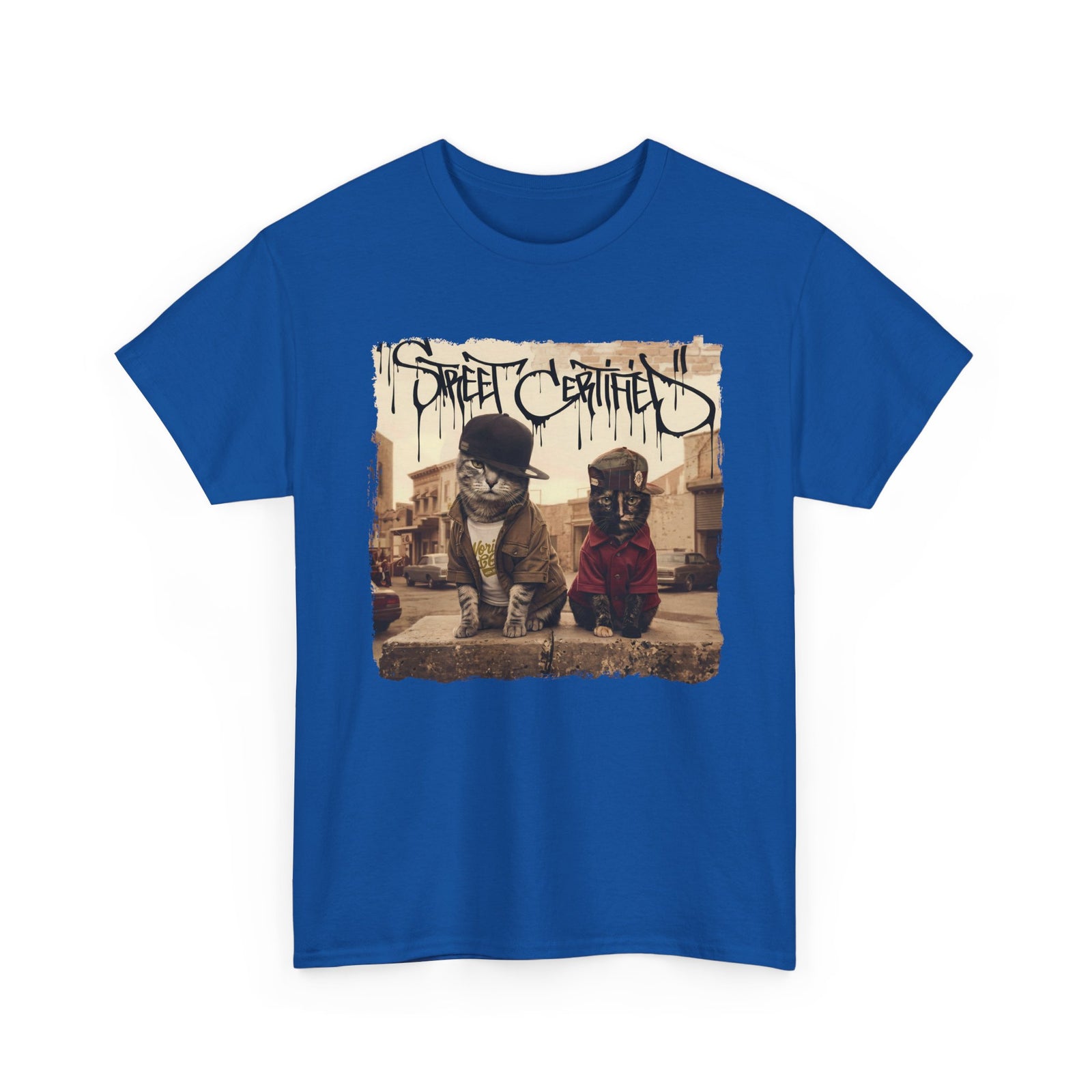 Funny Streetwear Cats "Street Certified" Retro Graphic Tee