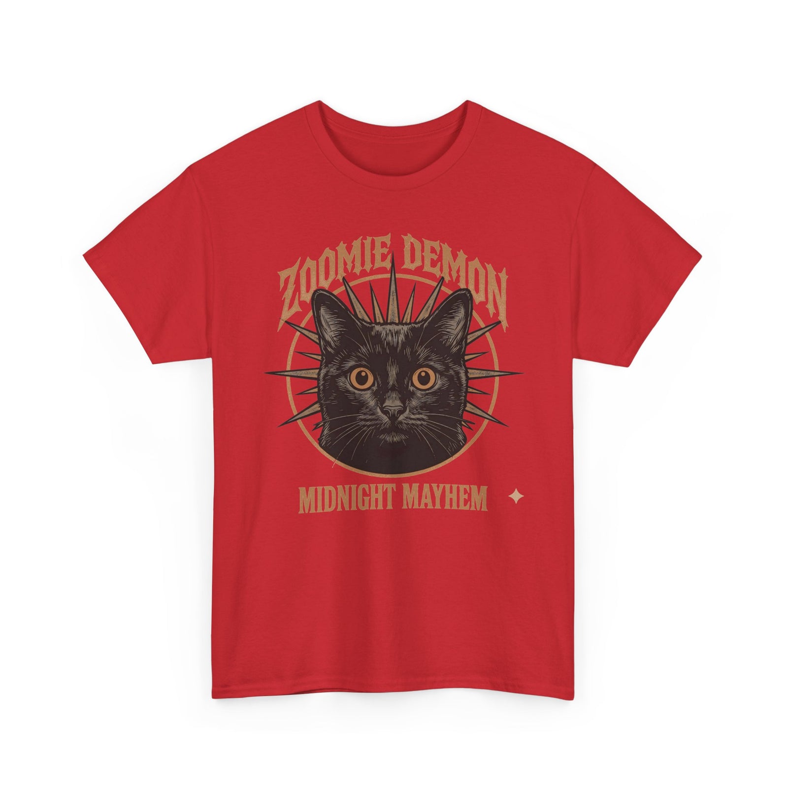 Zoomie Demon Cat T-Shirt — "Midnight Mayhem" Gothic Vintage Band Tee