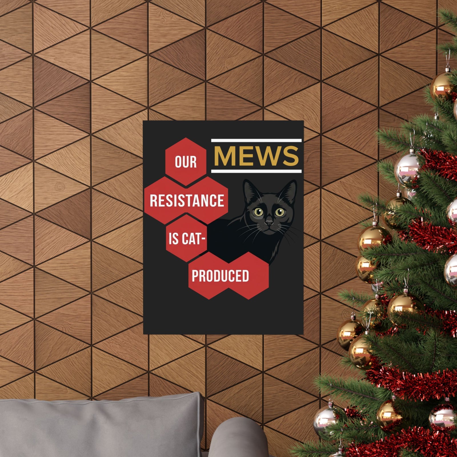 Mews Resistance Is Cat-Produced Poster — Funny Cat Protest Graphic Poster