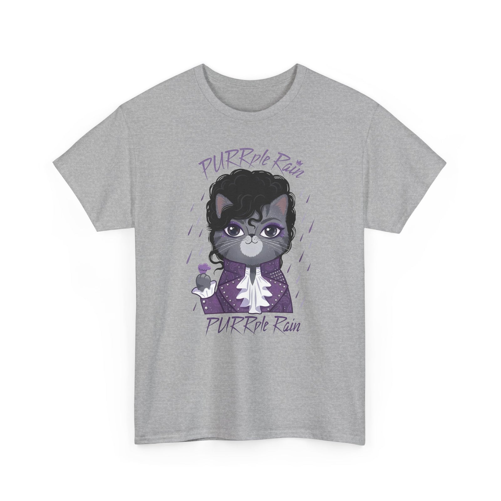 Purrple Rain Cat Parody T-Shirt — Cute Cat 'Purrple Rain' Graphic Tee