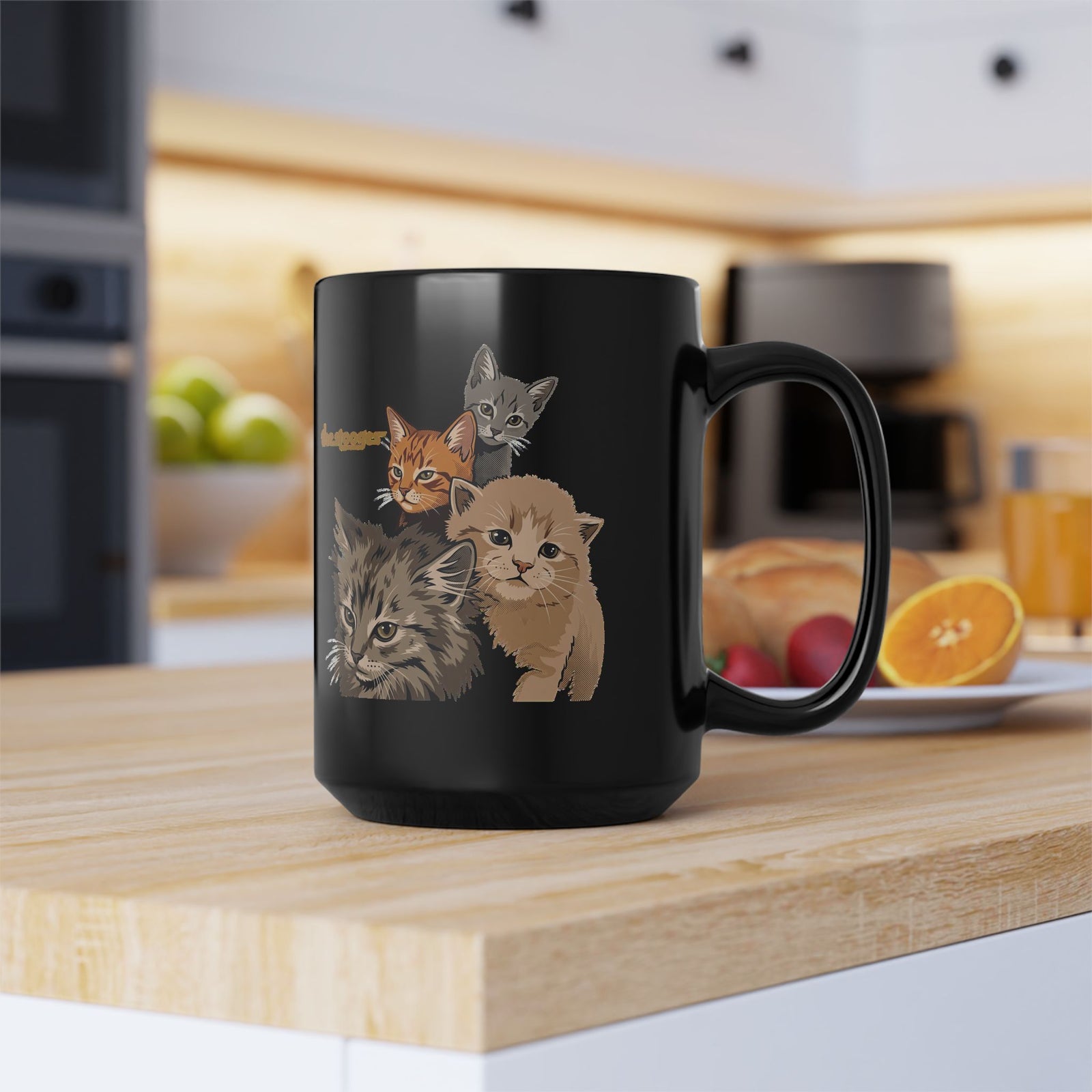 The Stooges Cat Black Mug