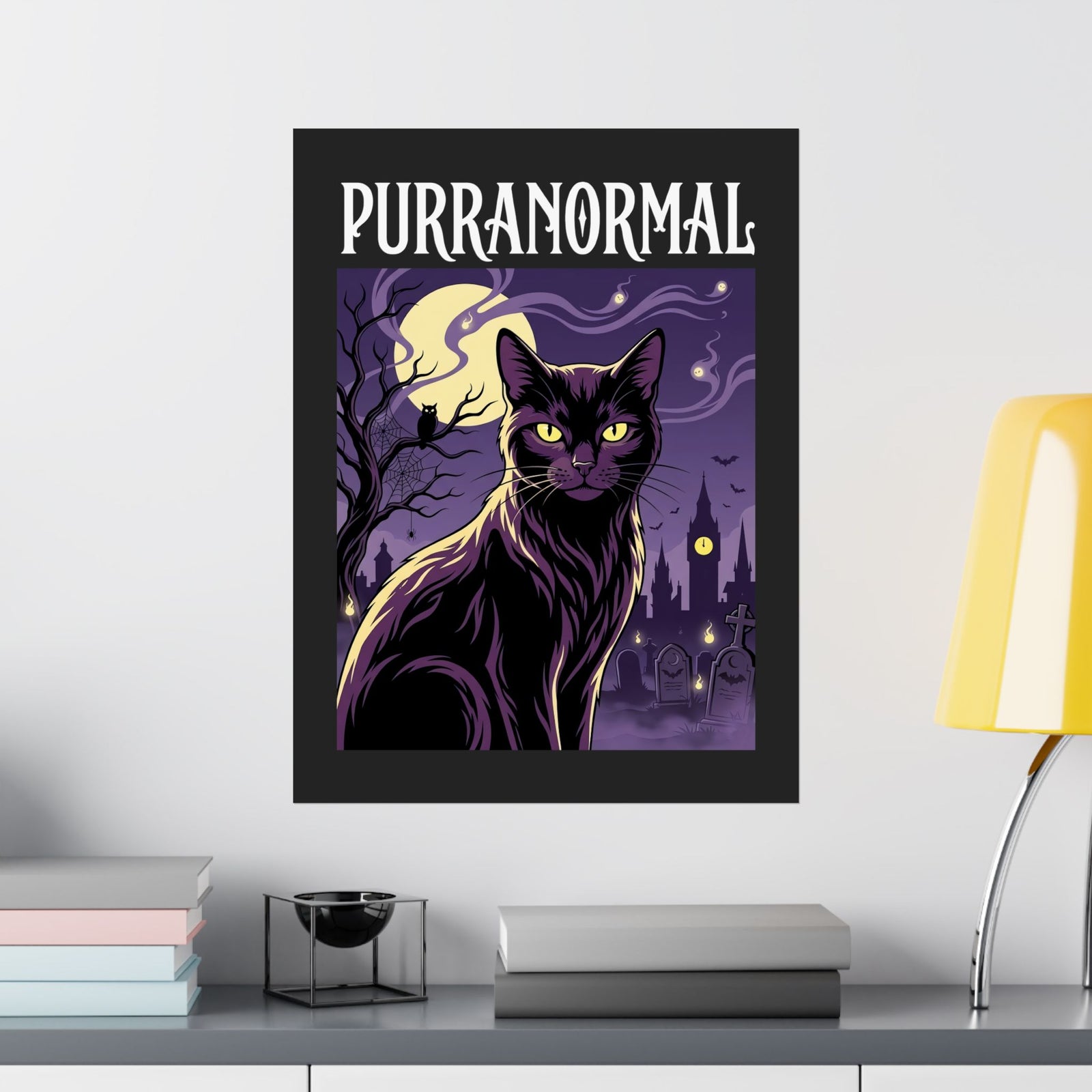 Purranormal Cat Poster — Paranormal Cat Spooky Cat Graphic Poster