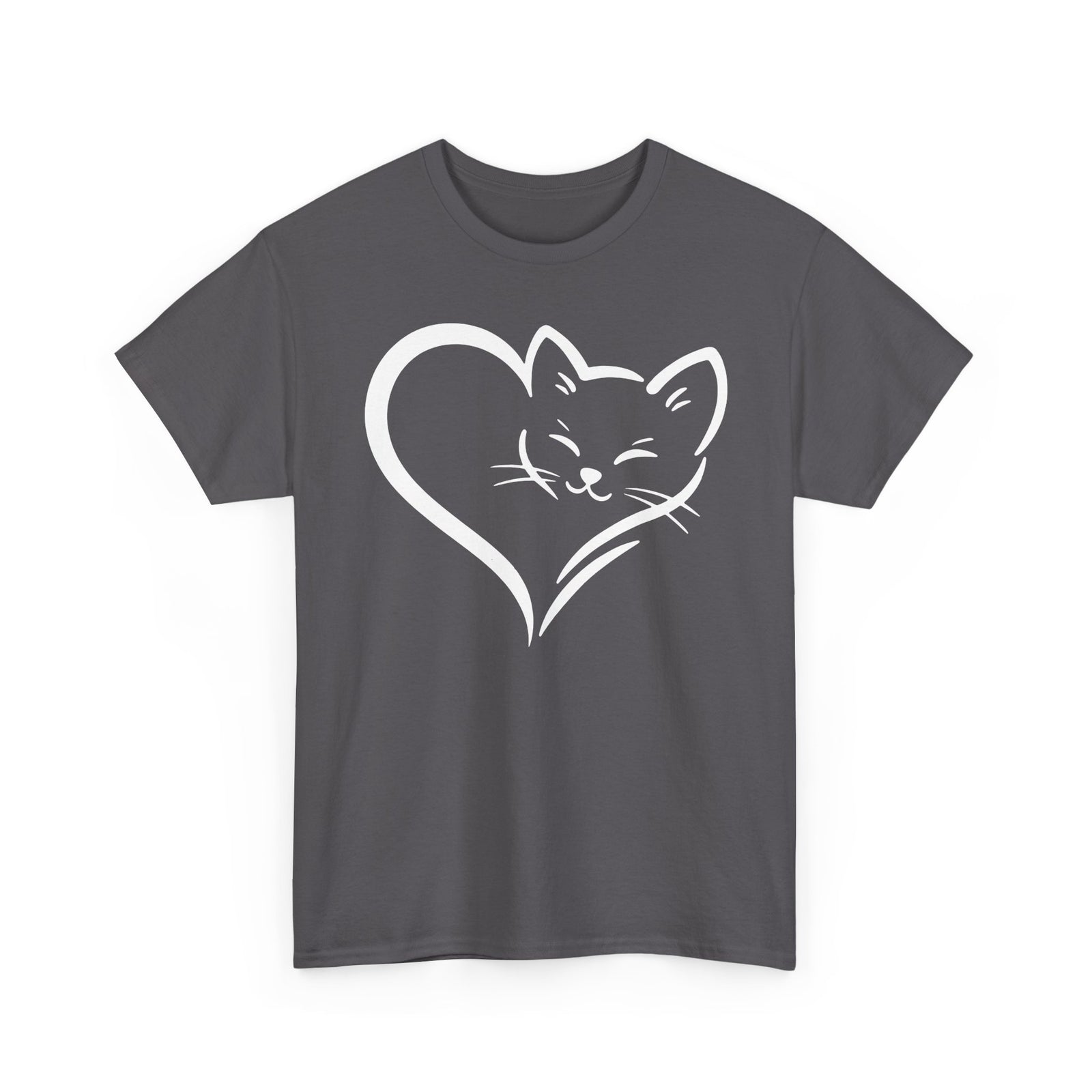 Cute Cat Heart T-Shirt - Cat Lover Gift - Adorable Cat Silhouette Tee