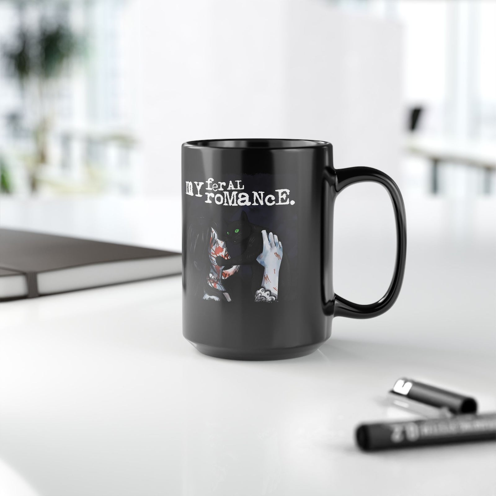 Cat Romance Mug Cute Cat & Human Love Illustration