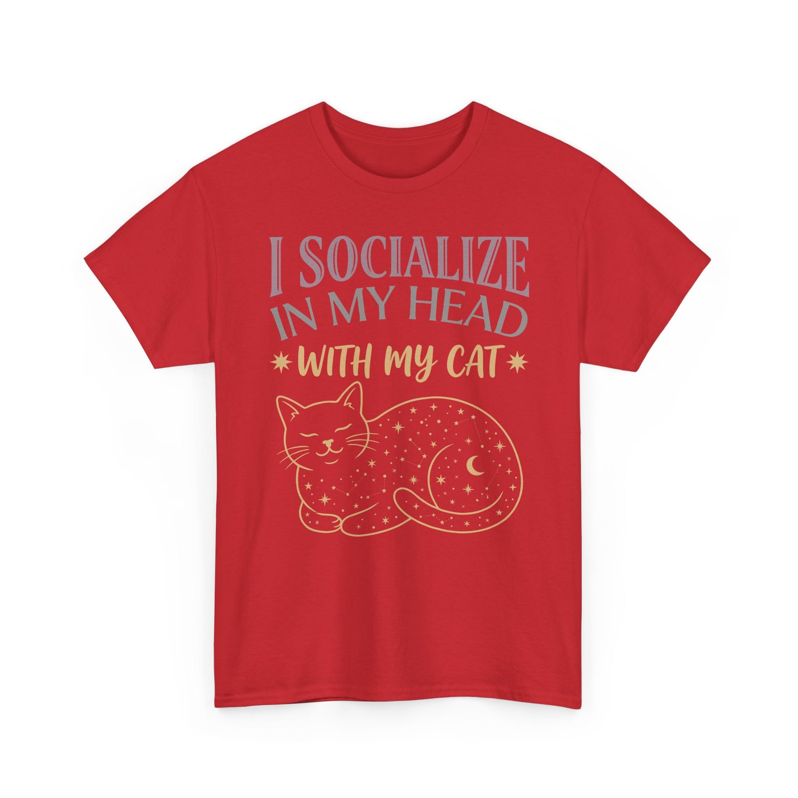 I Socialize in My Head With My Cat T-Shirt — Funny Cat Lover Tee