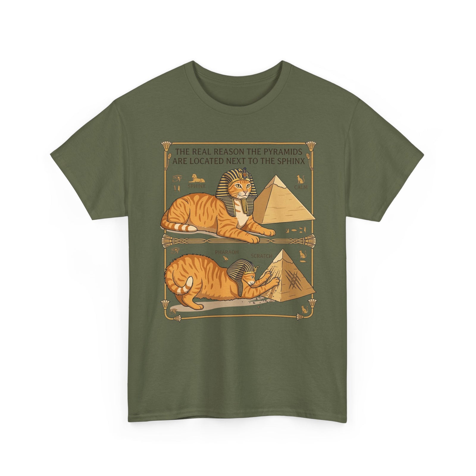 Funny Cat Pyramids Sphinx T-Shirt Ancient Egypt Scratching Design