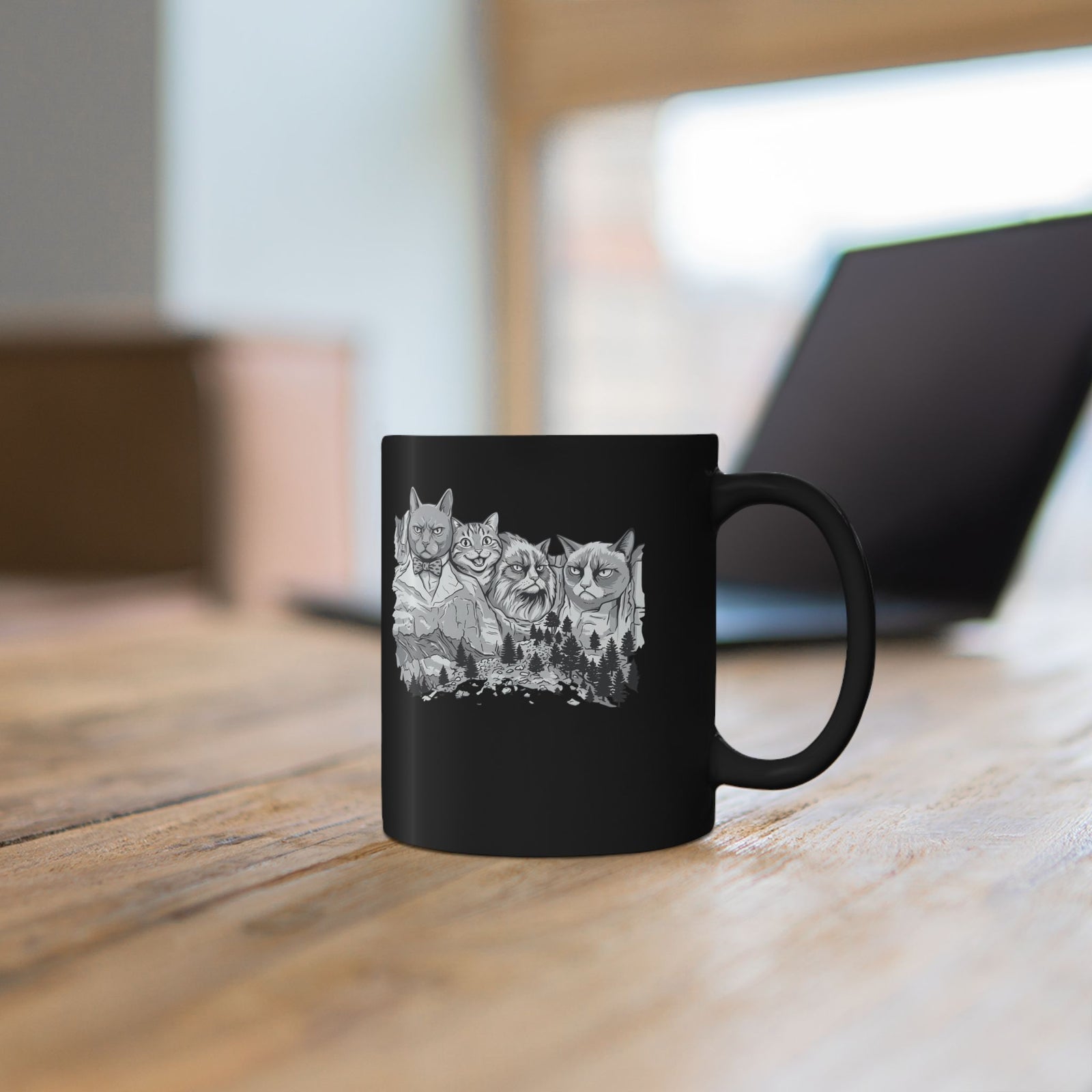 Rushmeow Graphic Mug — Cat Lover Black Mug