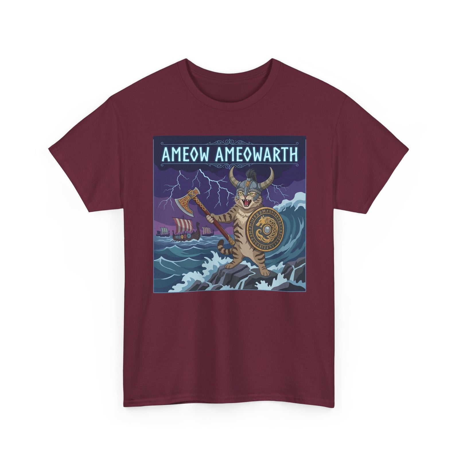 Ameow Ameowarth Cat Viking T-Shirt — Funny Viking Cat Graphic Tee