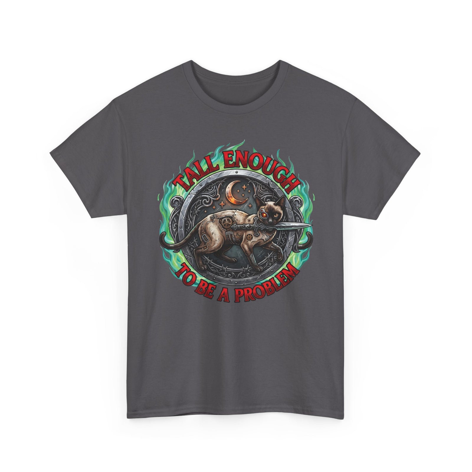 Tall Enough To Be A Problem Steampunk Cyber Cat Shirt — Gothic Dagger T-Shirt