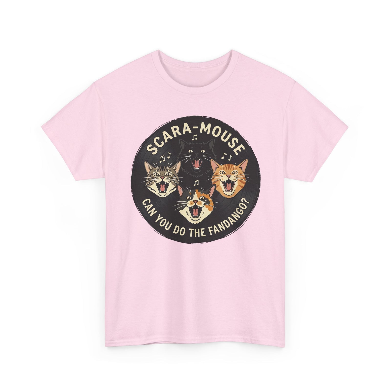 Scaramouse Cat Band Tee “Scara-Mouse: Can You Do the Fandango?” Vintage Rock Cat T-Shirt
