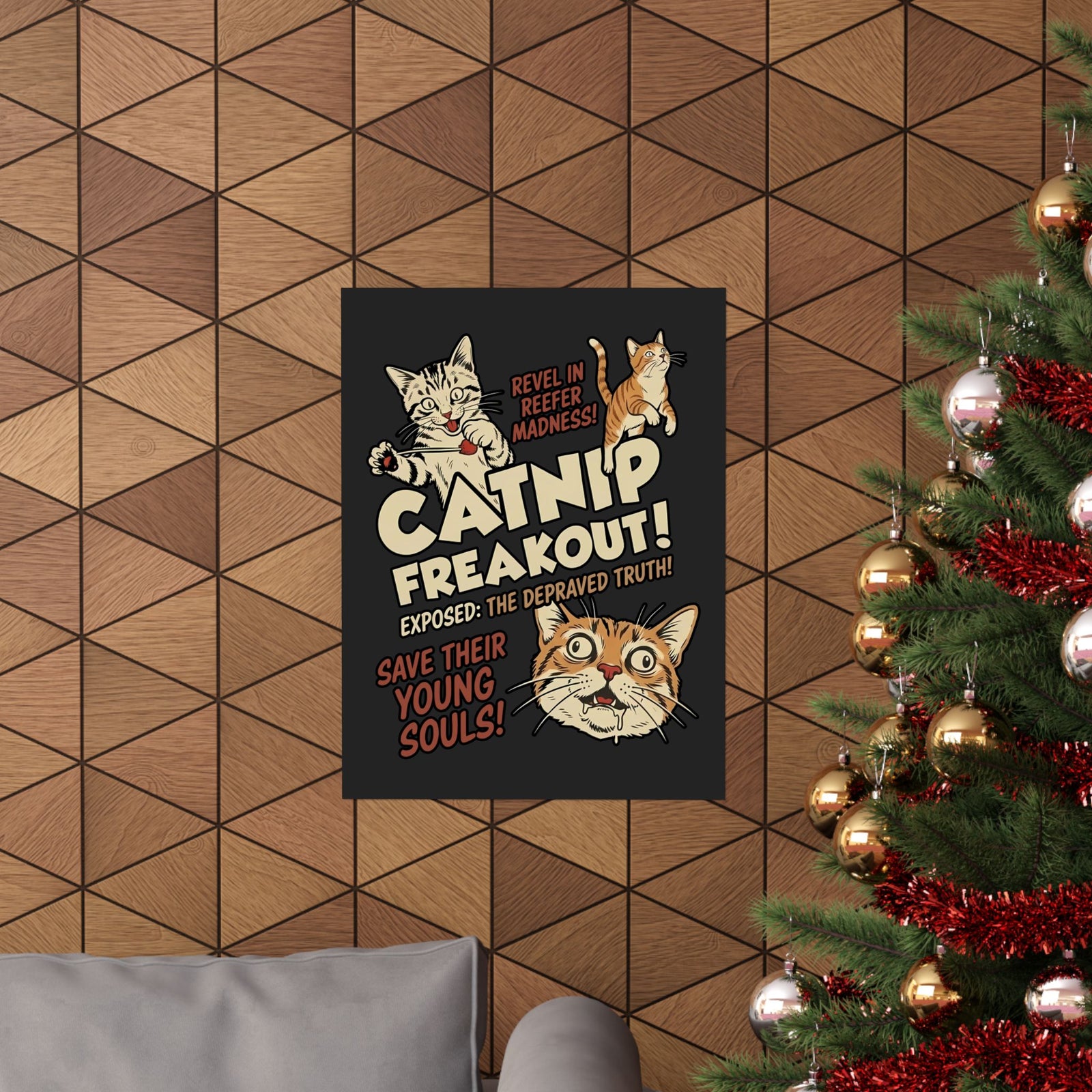 Catnip Freakout Poster — Funny Cat Lover Poster