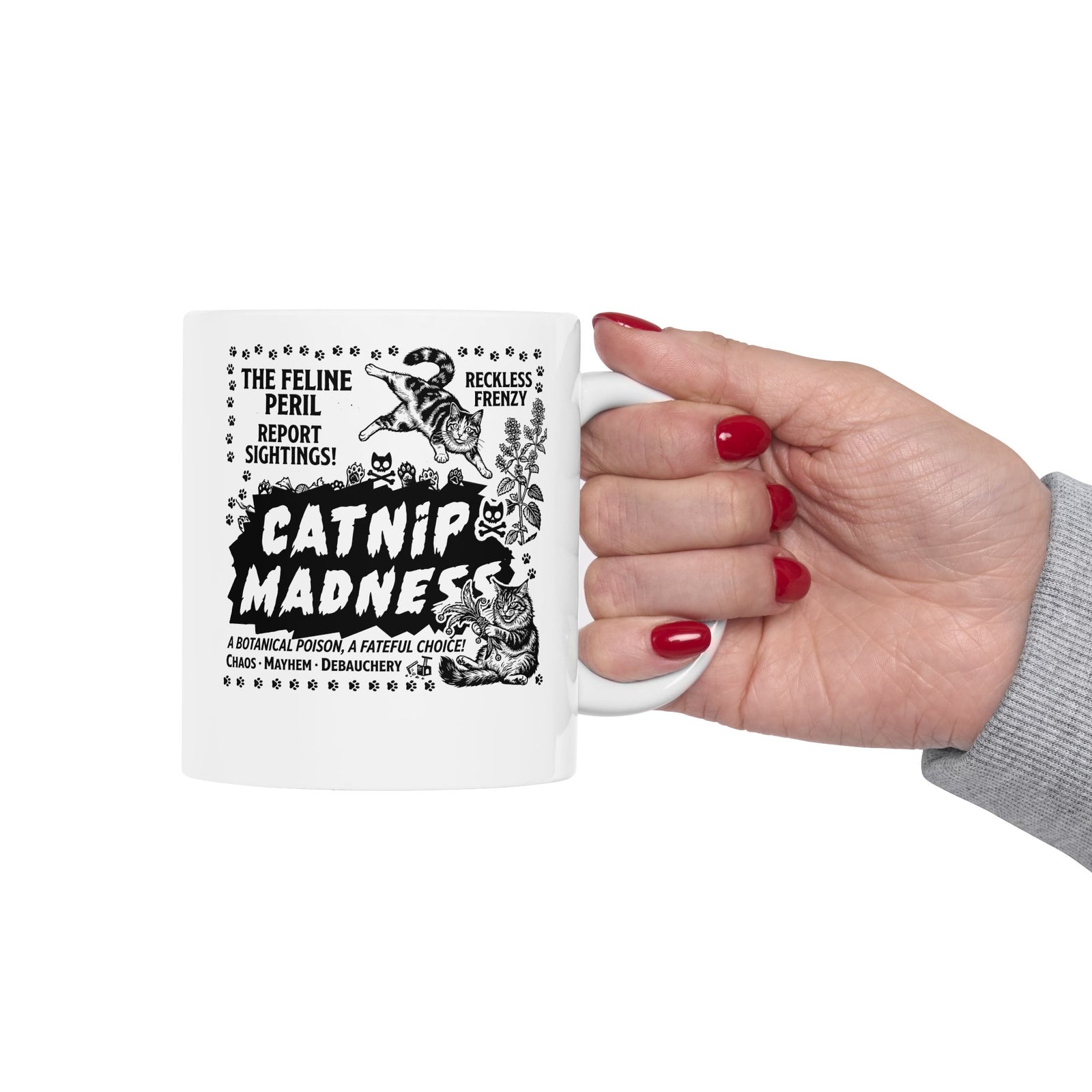 Catnip Madness Cat Ceramic Mug