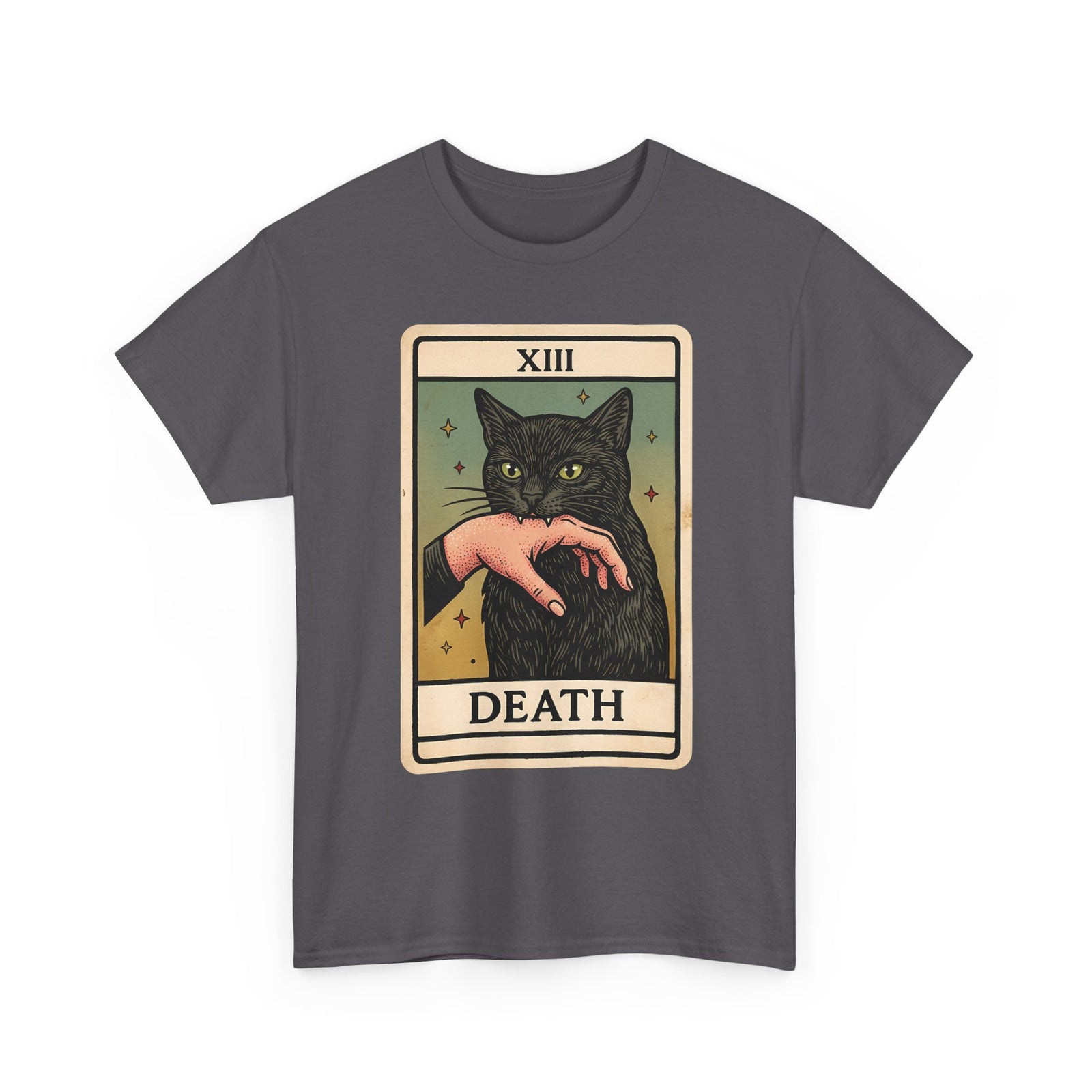 "Death" Tarot Card Black Cat Biting Hand Funny T-Shirt