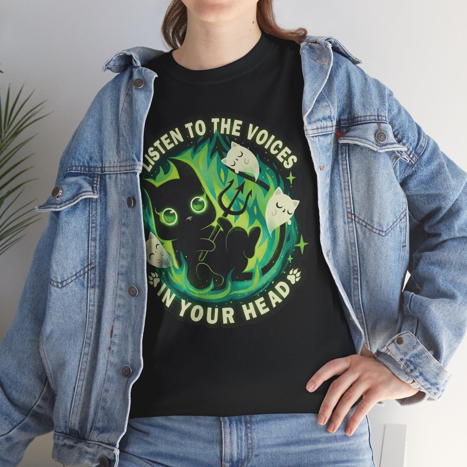 Listen To The Voices In Your Head Devil Cat — Spooky Cute Black Cat Art
