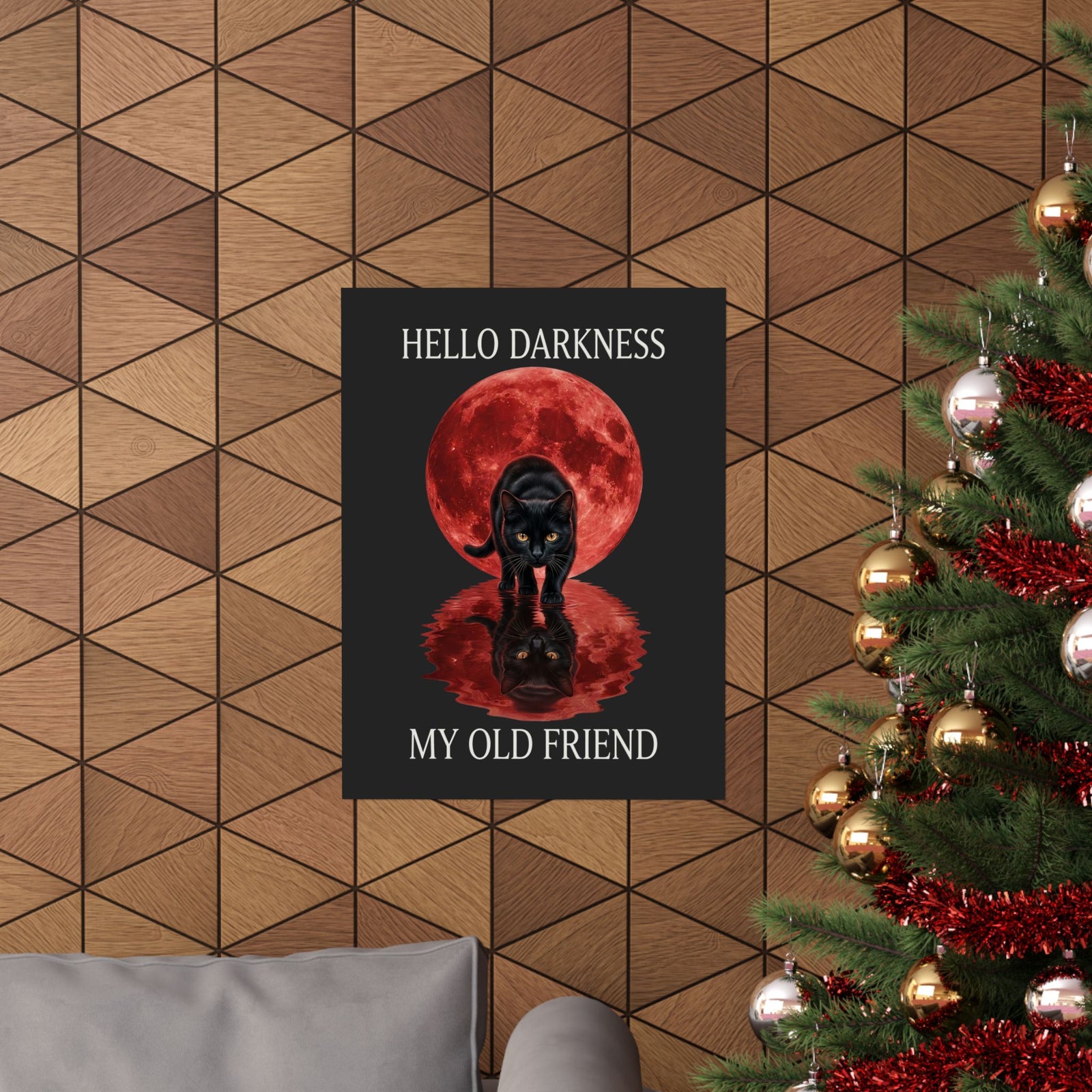 Hello Darkness My Old Friend Black Cat Poster