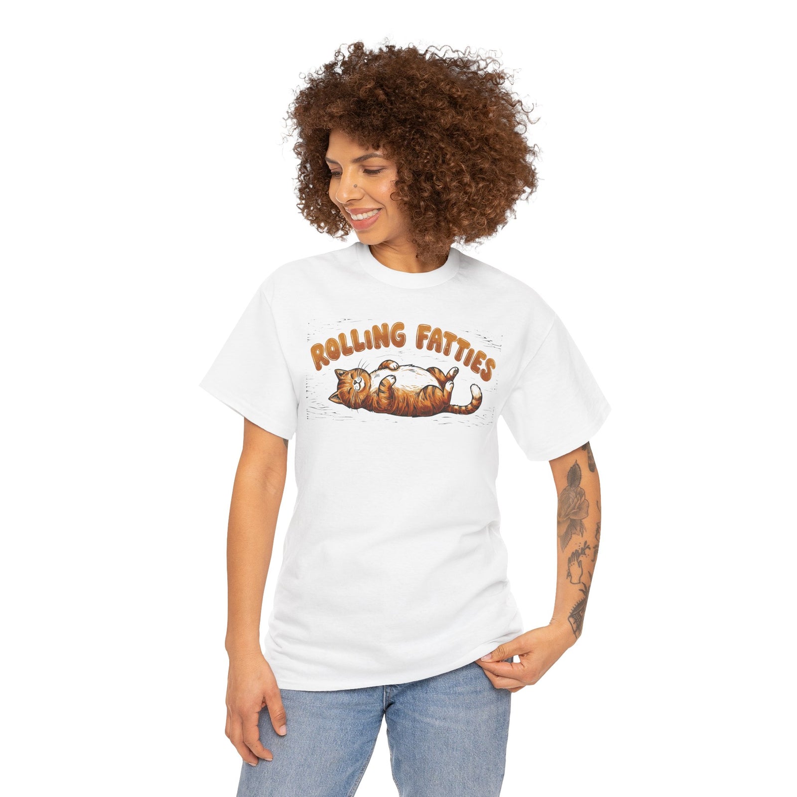 Rolling Fatties Cat T-Shirt — Cute Cartoon Cat Graphic Tee
