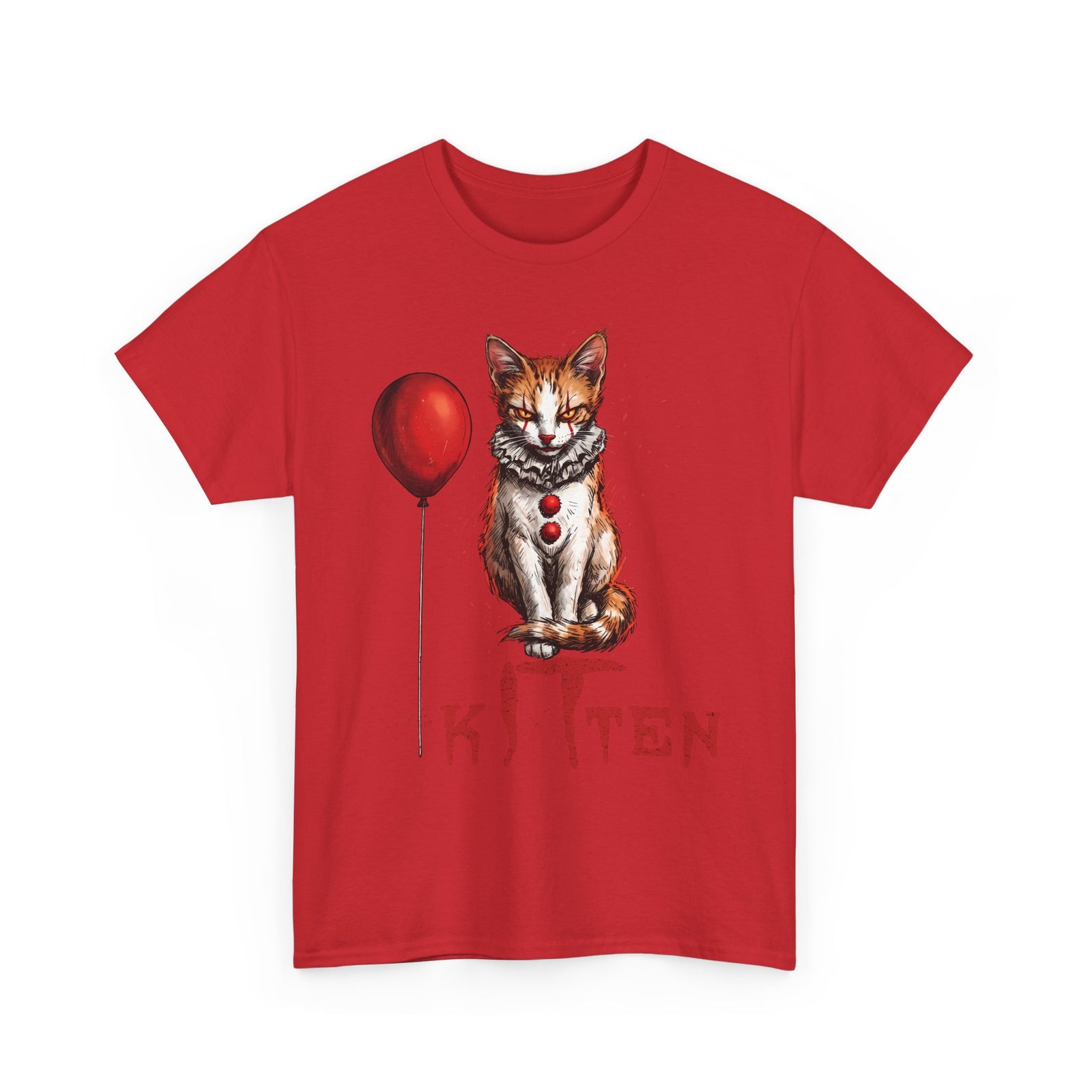 KITTEN Horror Clown T-Shirt — Spooky Orange Tabby Clown Cosplay Apparel