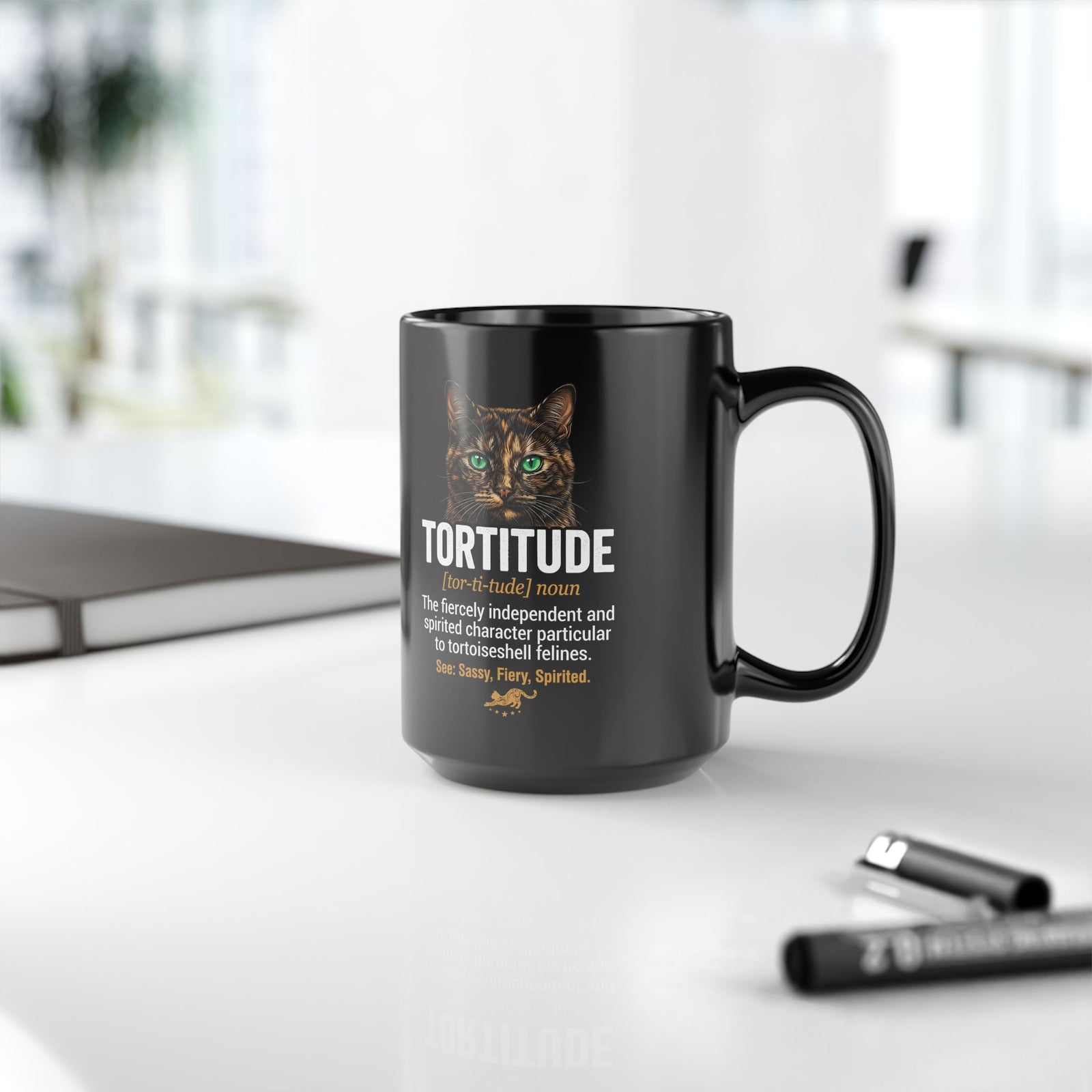 Tortoiseshell 'Tortitude' Black Mug