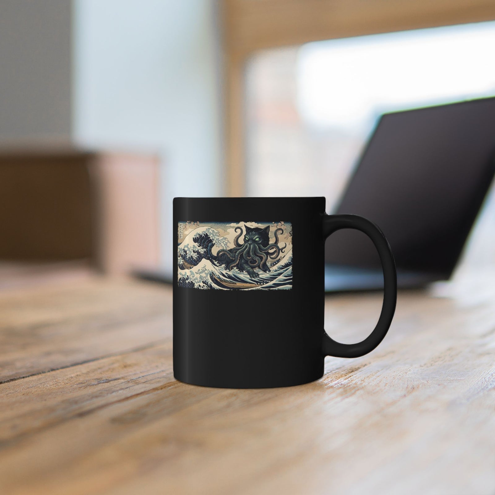 Cathulhu Cthulhu Cat Black Mug — Funny Lovecraftian Cat Mug