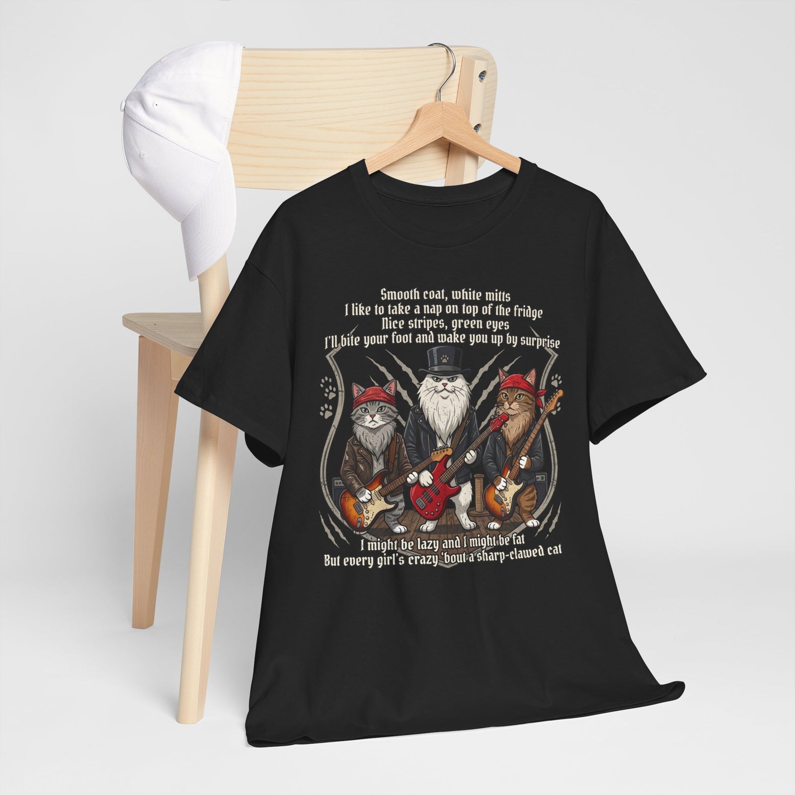 Cat Rock Band T‑Shirt — "I Might Be Lazy" Funny Guitar Cats Tee