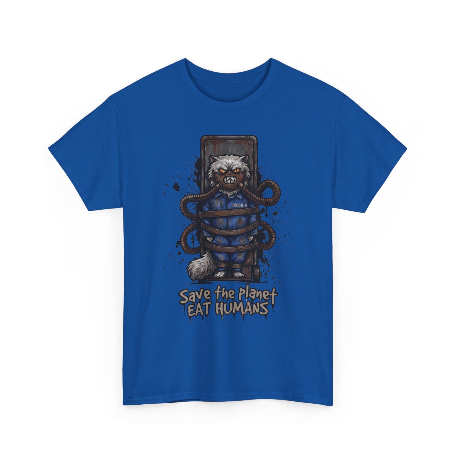 Save The Planet Eat Humans Cat T-Shirt — Horror Movie Parody Tee