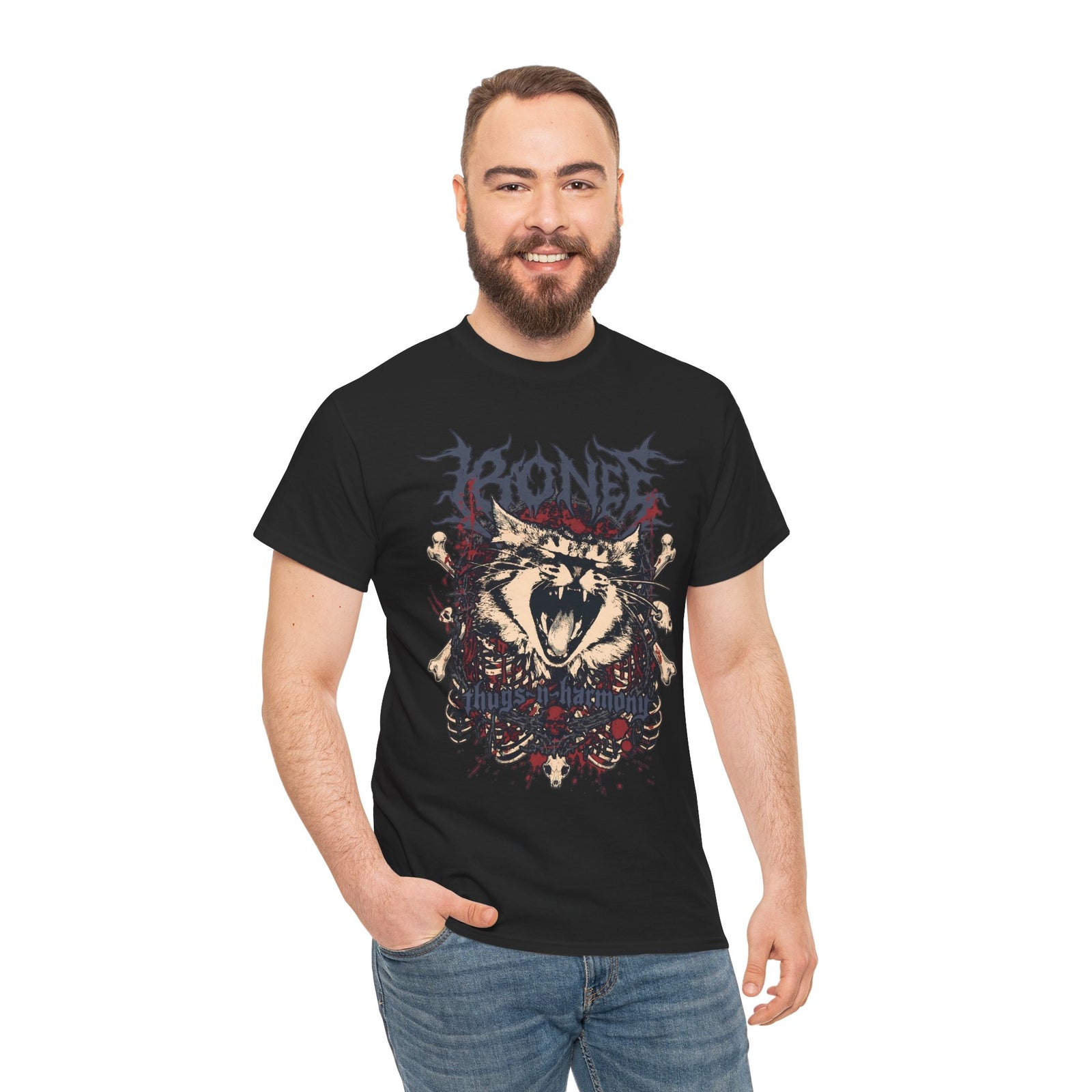 Bone Thugs-N-Harmony Metal Cat T-Shirt — Death Metal Feline Graphic Tee