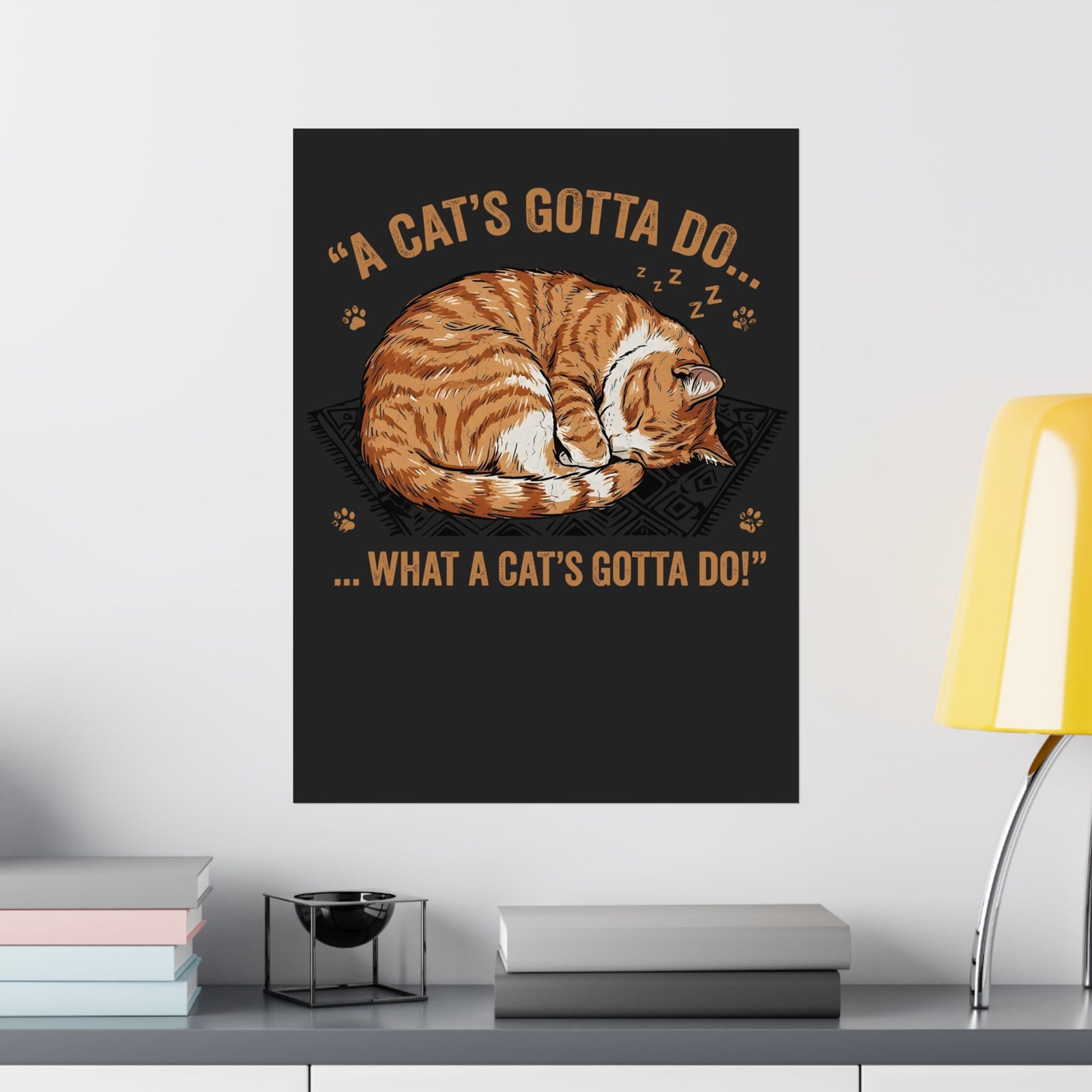 Cat Lover Poster — Sleeping Cat Graphic Poster