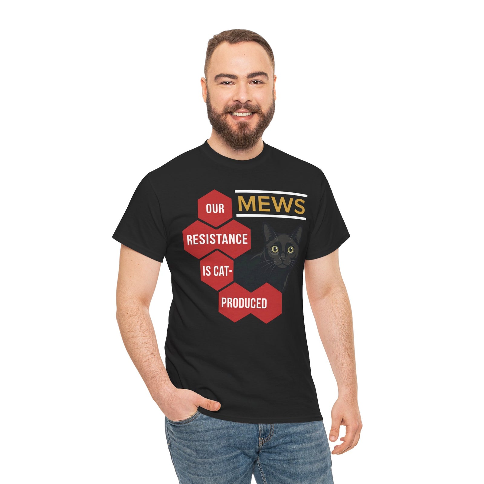 Mews Resistance Is Cat-Produced Tee — Funny Cat Protest Graphic T-Shirt