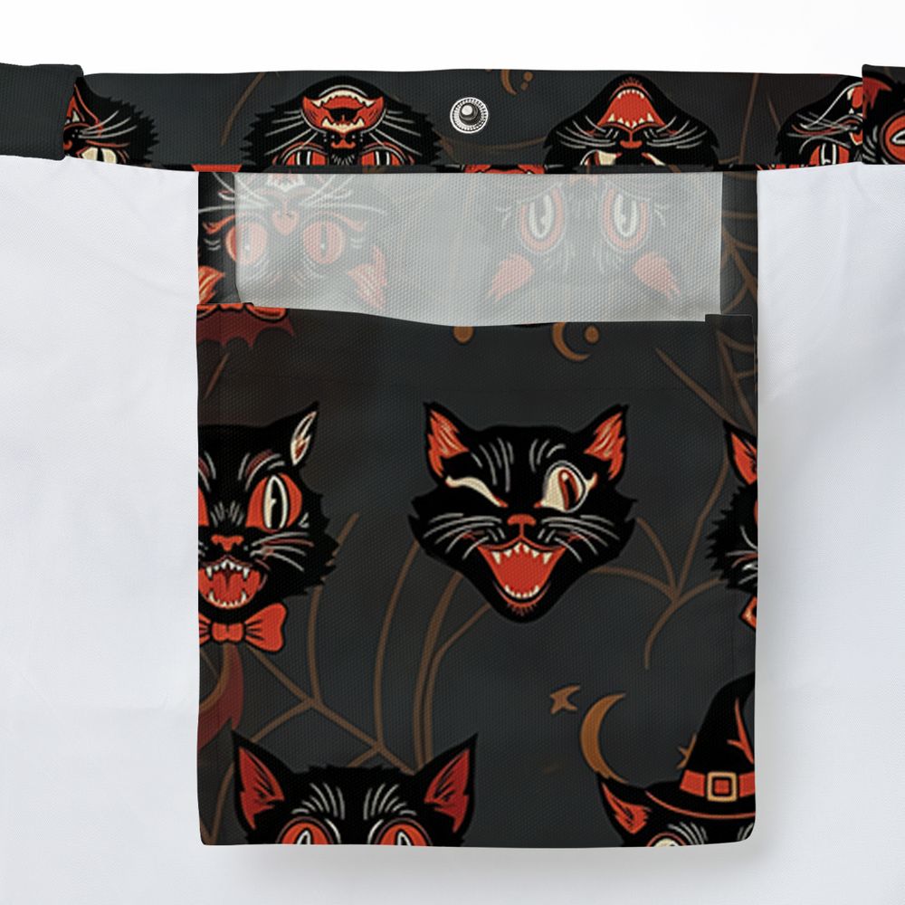 Retro Spooky Black Cat Halloween Large Tote Bag - - 3