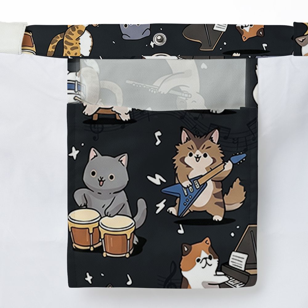Cat Band Musical Instruments Large Tote Bag - - 3
