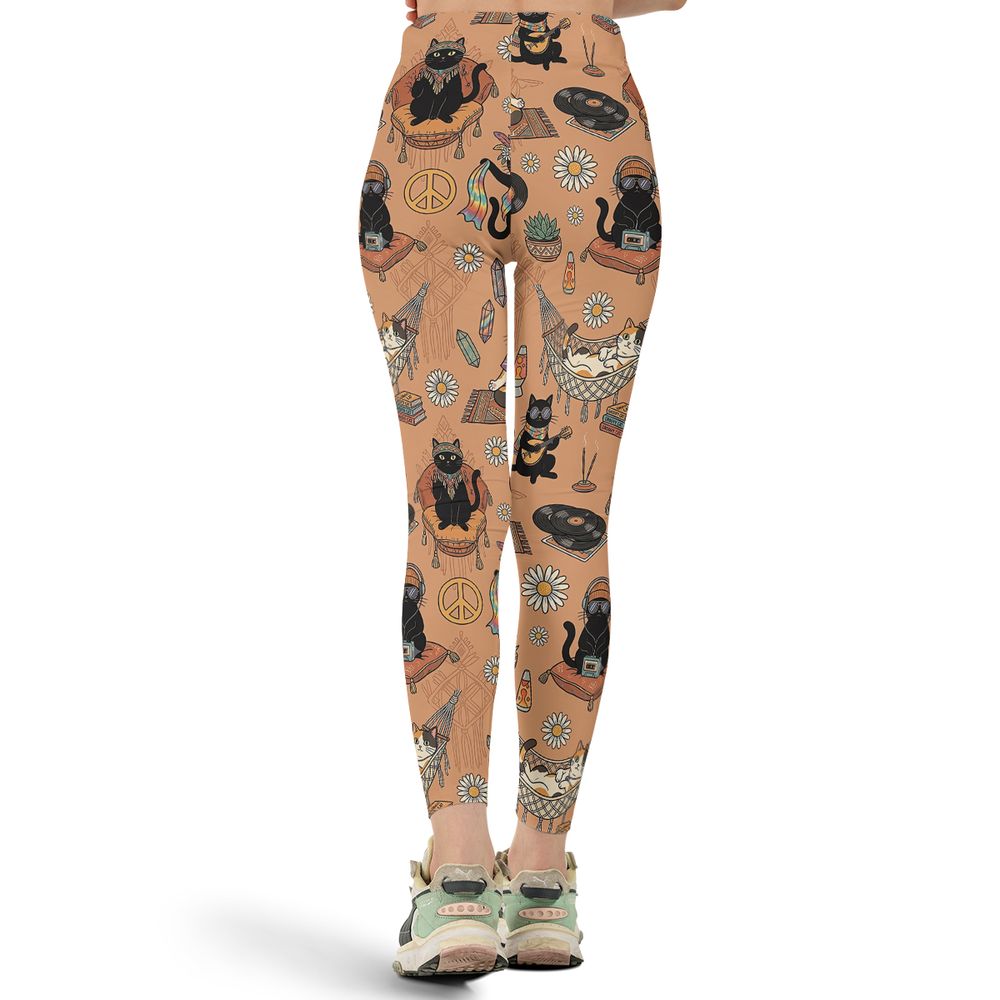 Hippie and Cat Full Print Legging - - 3