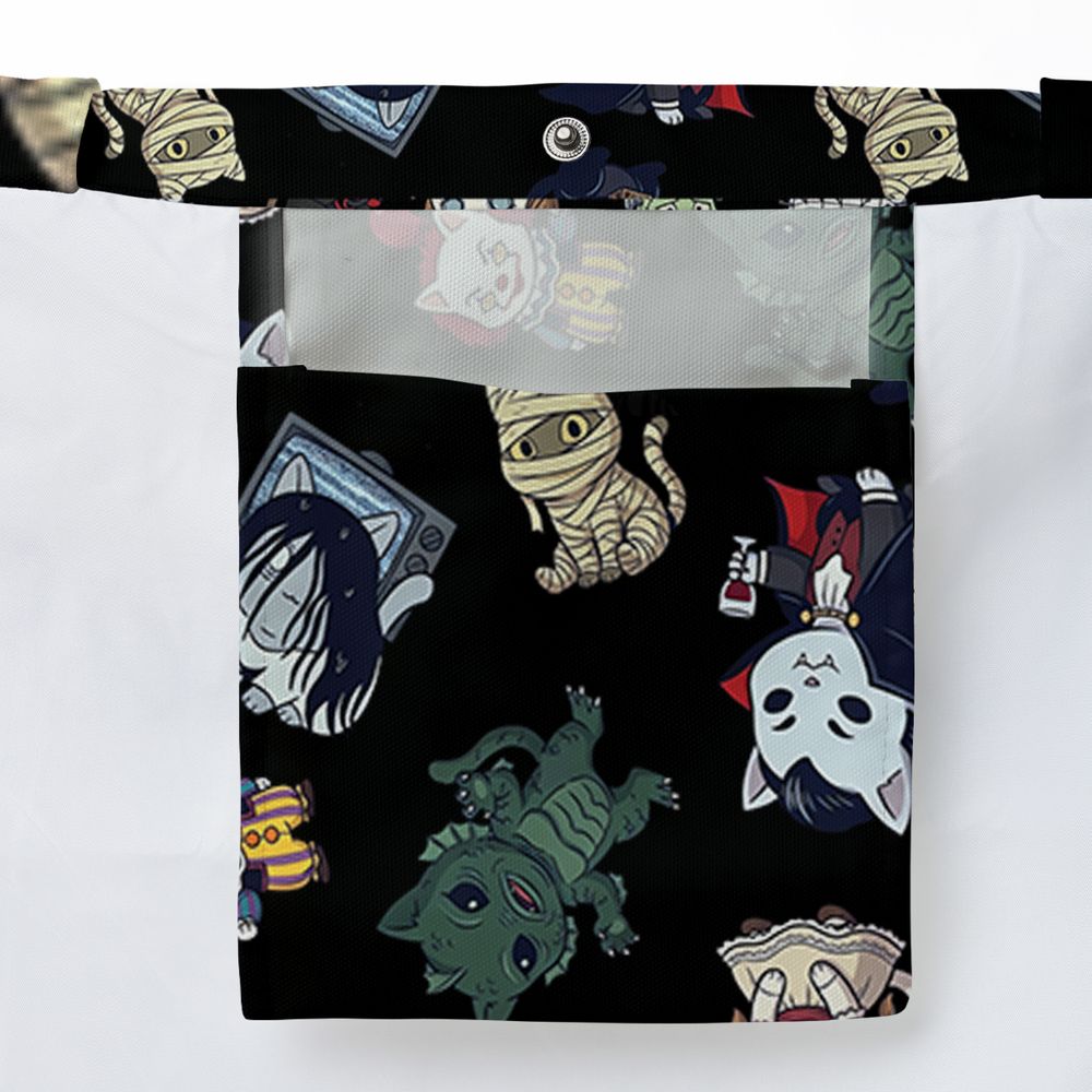 Spooky Cinema Monster Cat Pattern Large Tote Bag - - 3