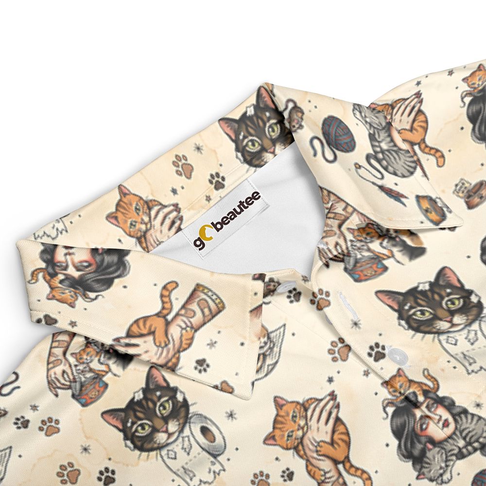Cat Mom Cat Dad Full Print Polo Shirt - - 3