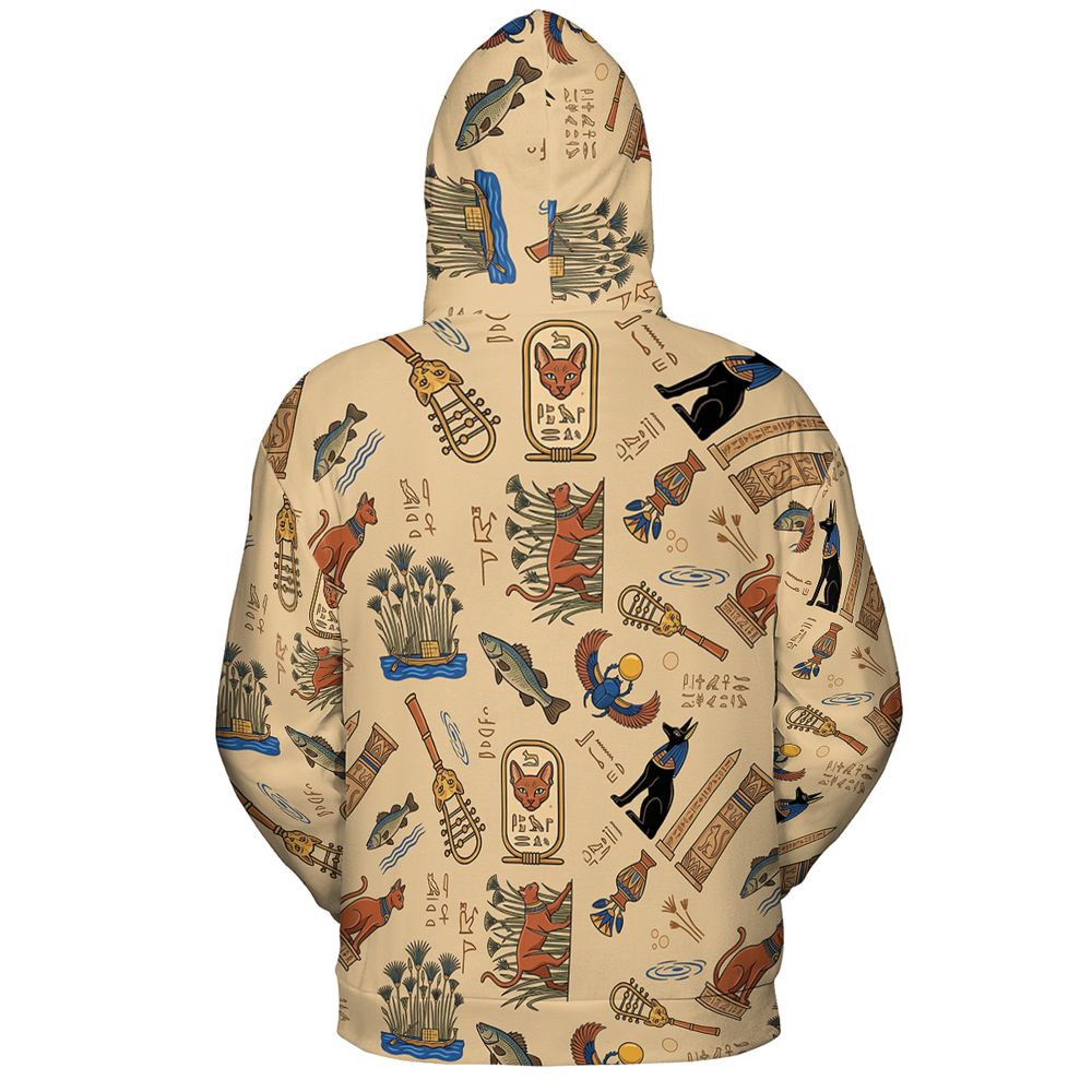 Ancient Egypt cat Full Print Hoodie - - 3