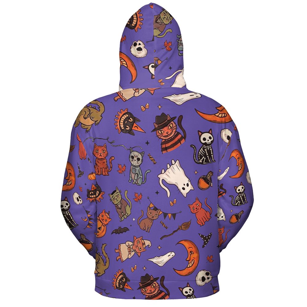Retro Halloween Cats Purple - - 3