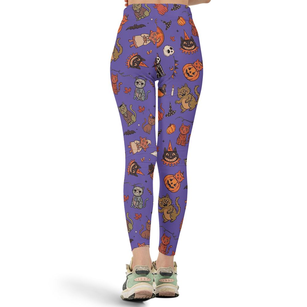Retro Halloween Cats Purple - - 3