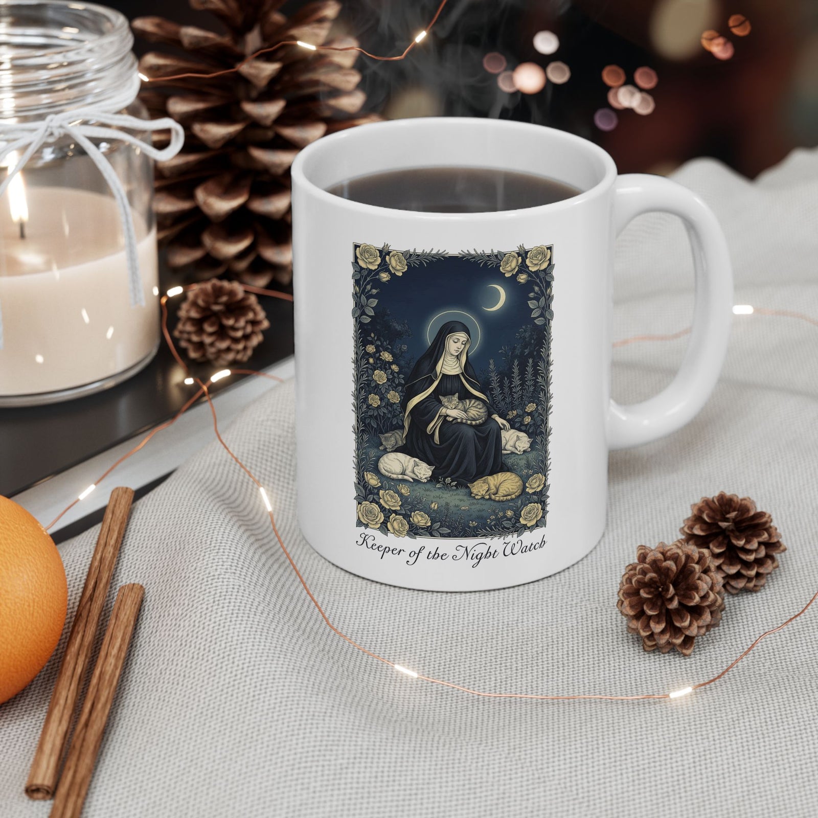 Keeper of the Night Watch Gertrude of Nivelles Cats Ceramic Mug