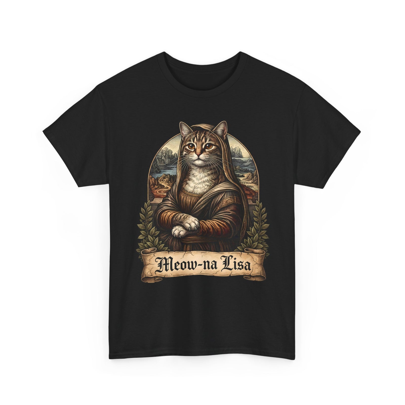 Meow-na Lisa T-Shirt — Funny Mona Lisa Cat Art Parody Tee