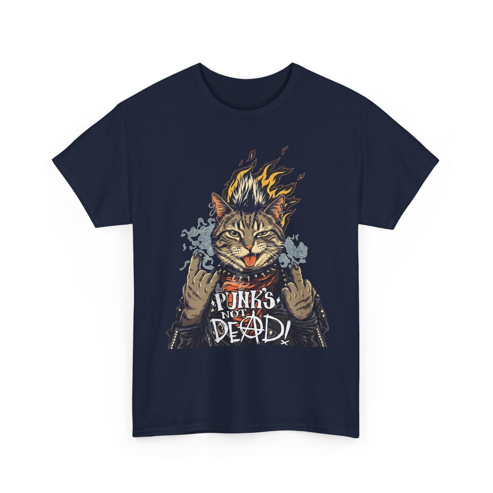 Punks Not Dead Cat T-Shirt — Funny Rebel Punk Rock Tabby Tee