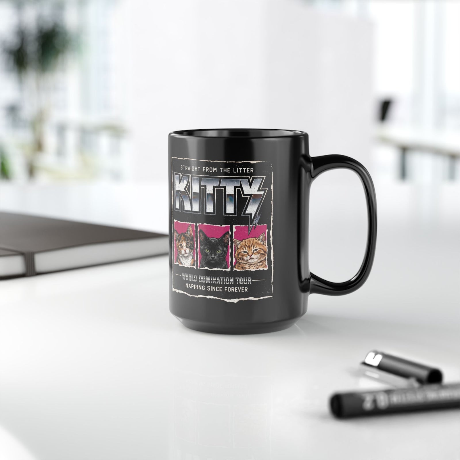 Straight From the Litter Kitty Black Mug Funny Cat Lover Mug