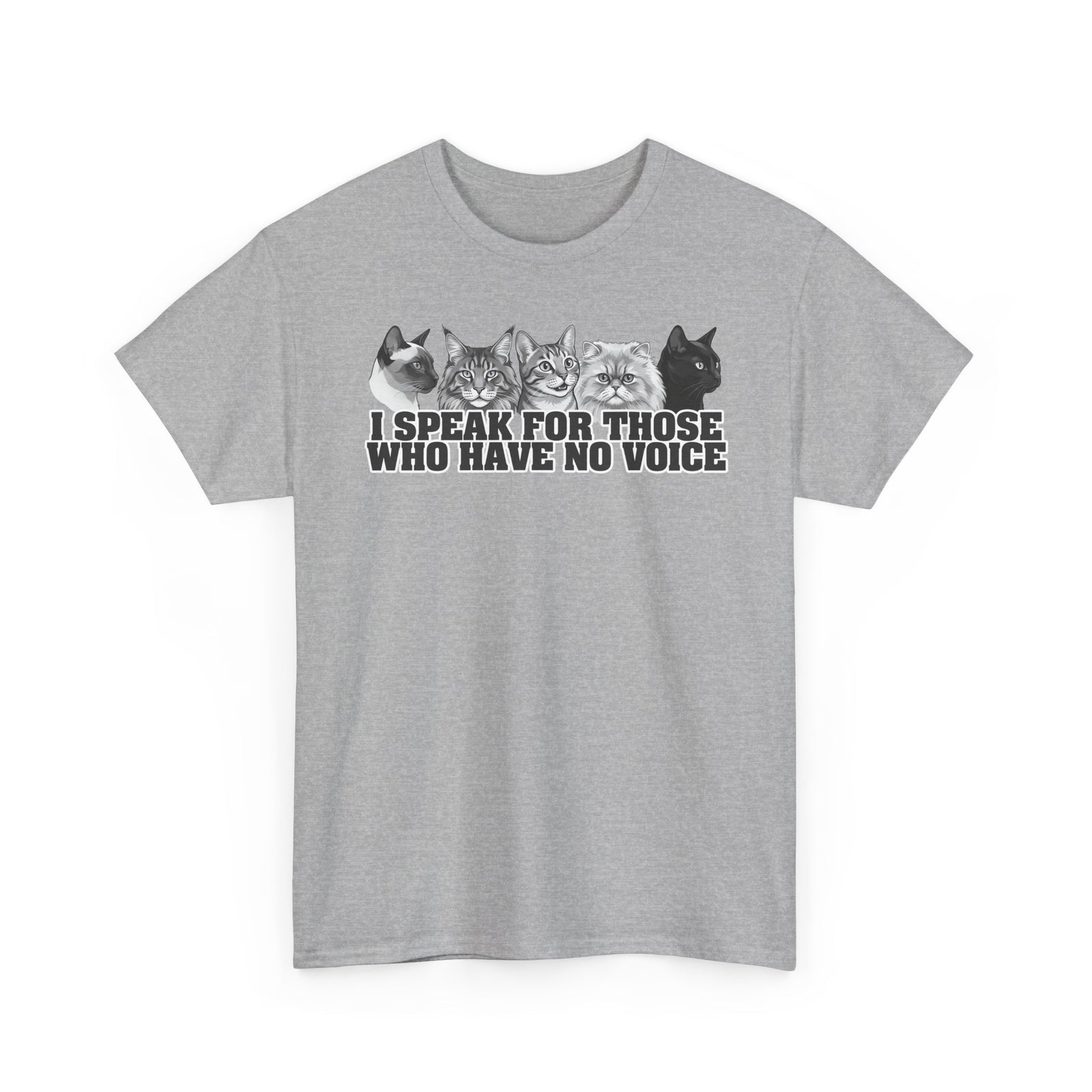 Cat Lover T-Shirt — "I Speak for Those Who Have No Voice" Animal Rescue Tee