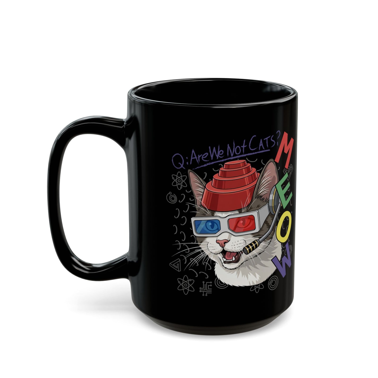 Meow Are We Not Cats Black Mug