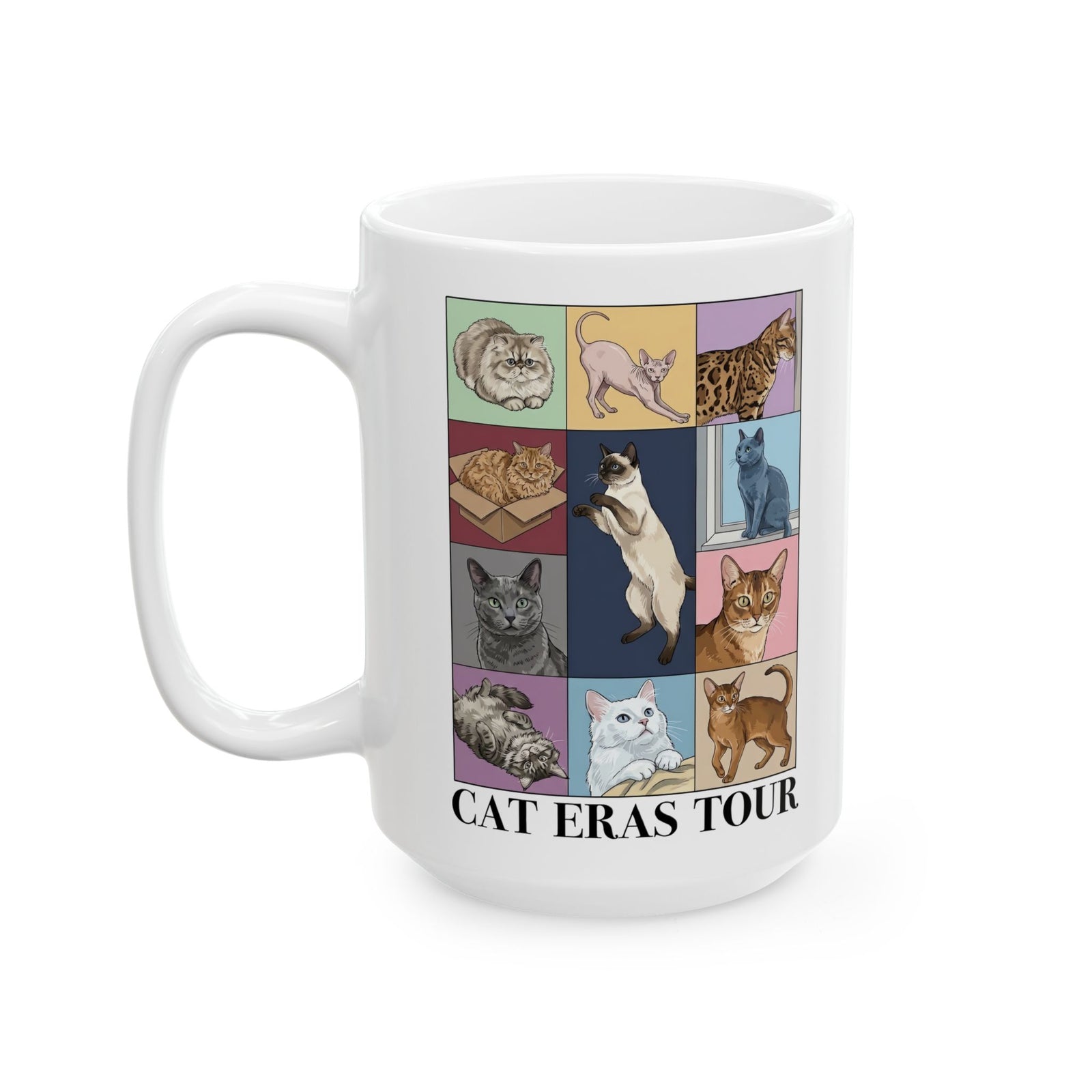 Cat Eras Tour Ceramic Mug — Retro Band Mug for Cat Lovers
