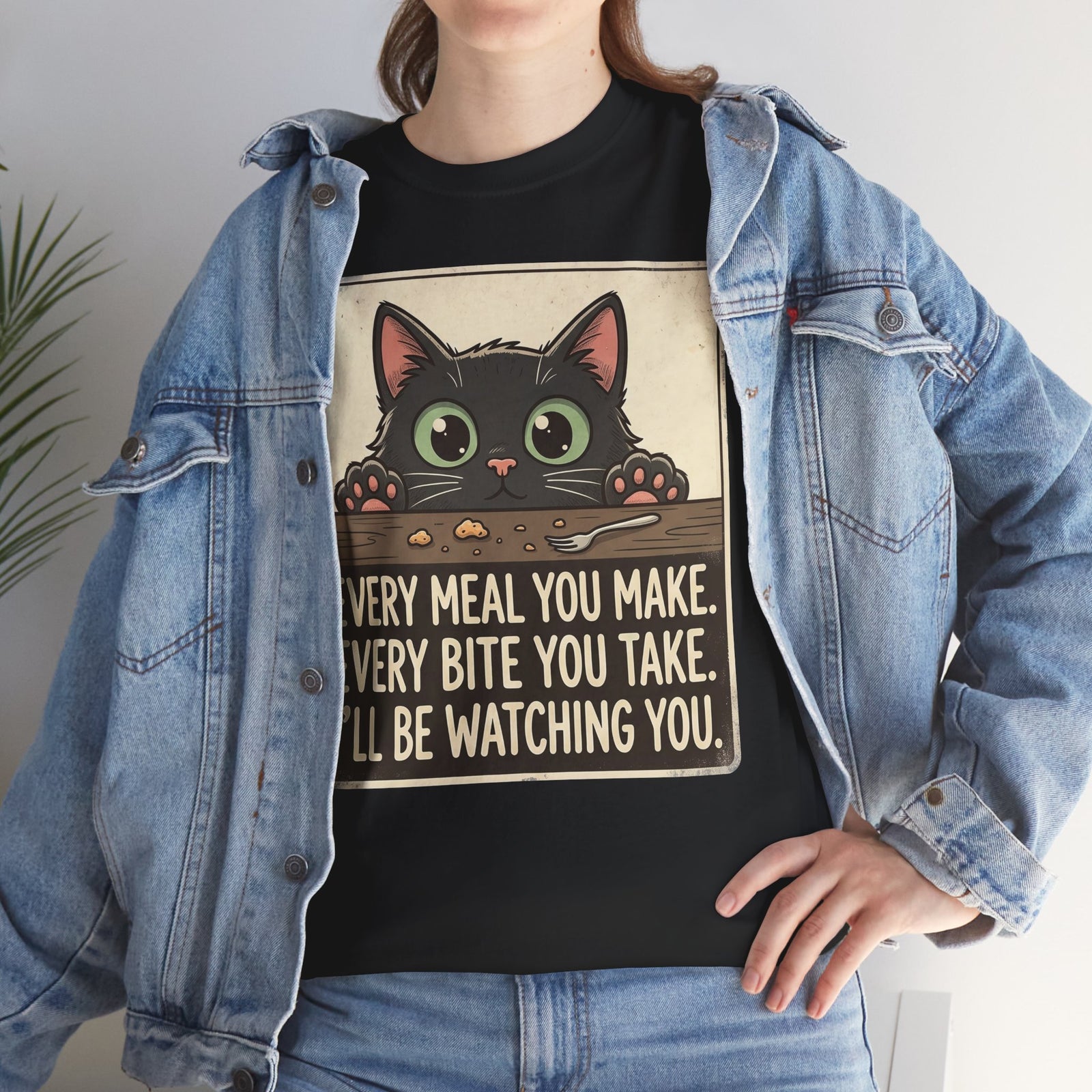 Cute Stalker Cat Watching You T-Shirt — Funny Cat Lover Tee