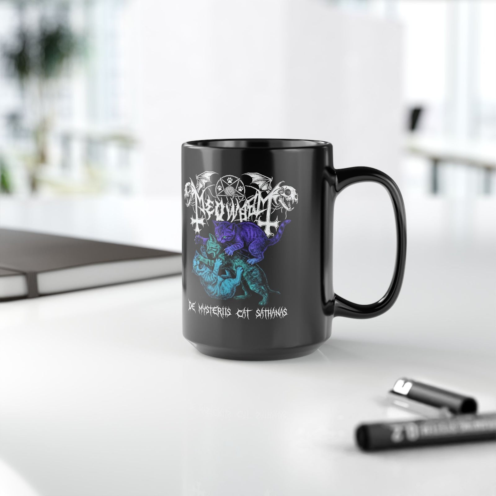 Meowmetal Cat Rock Black Mug